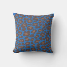 Blauer und brauner Leopardenprint-Kissen für den A