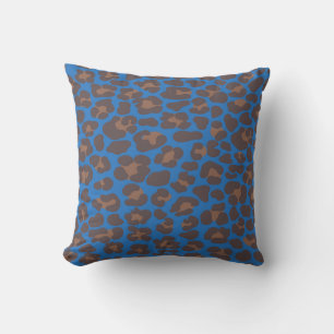 Blauer und brauner Leopardenprint-Kissen für den A Kissen