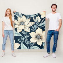 Blauer und Elfenbeinblumen-Design