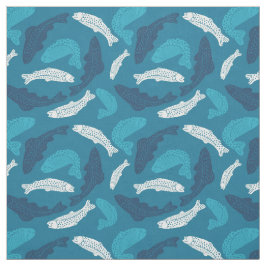 Blauer und Elfenbeinforellen, Gemusterter Fisch Stoff