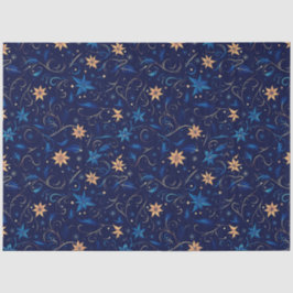 Blauer und gelbe Blumen und Weinberge Weihnachten Seidenpapier