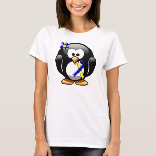Blauer und gelber Blauer Bauch-Pinguin T-Shirt