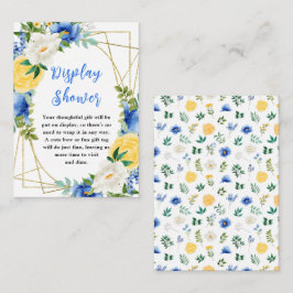 Blauer und gelber Blütenbaby-Showdusche Begleitkarte