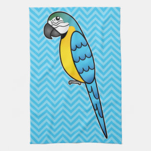 Blauer und gelber Cartoon Ara Papagei Vogel Handtuch
