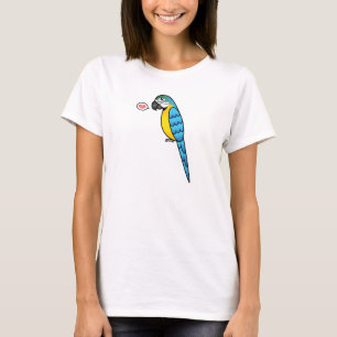 Blauer und gelber Cartoon Ara Papagei Vogel Liebe T-Shirt