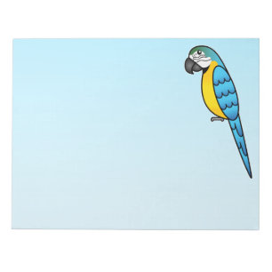 Blauer und gelber Cartoon Ara Papagei Vogel Notizblock