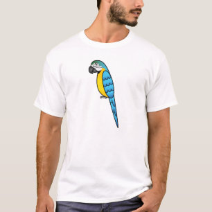 Blauer und gelber Cartoon Ara Papagei Vogel T-Shirt
