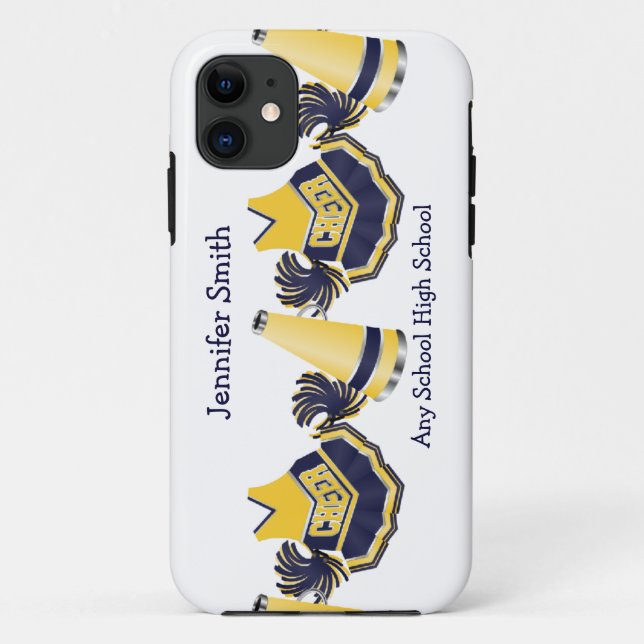 Blauer und gelber Cheerleading iPhone Kasten Case-Mate iPhone Hülle (Rückseite)