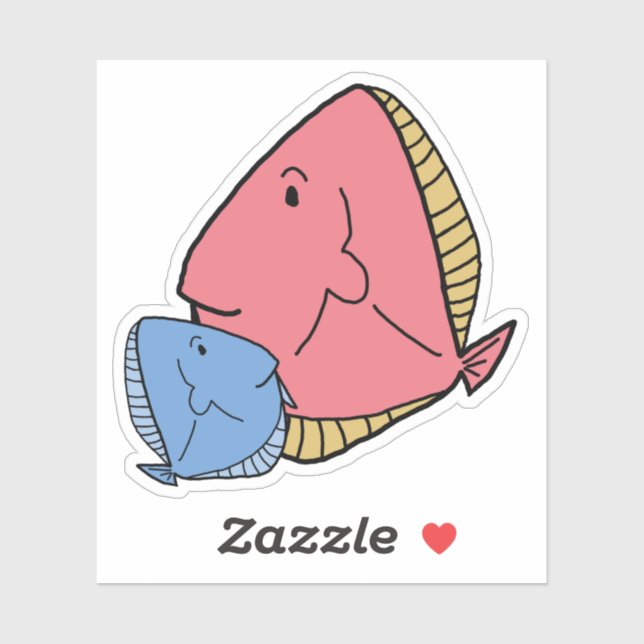 Blauer und gelber Fisch Aufkleber (Blatt)