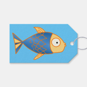 Blauer und Gelber Fisch Geschenkanhänger