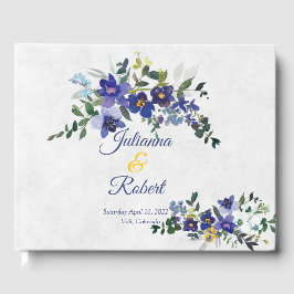 Blauer und gelber Hochzeitskalender Gästebuch