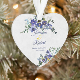 Blauer und gelber Hochzeitskalender Ornament