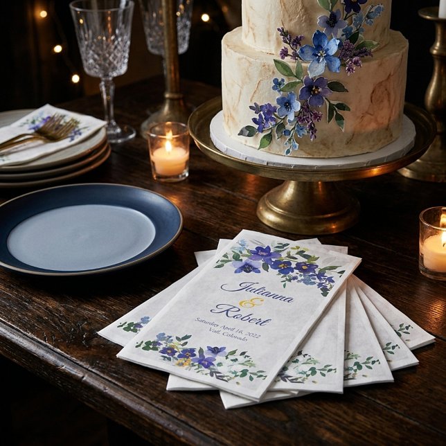 Blauer und gelber Hochzeitskalender Serviette (Von Creator hochgeladen)