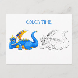 Blauer und gelber Laughang Drachenfarben Postkarte