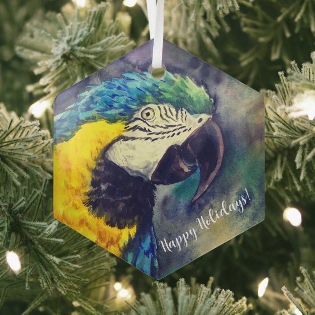 Blauer und gelber Schmuck Ornament Aus Glas (Insitu)