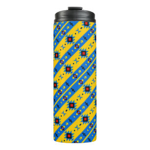Blauer und gelber Stammes-Thermalbecher Thermosbecher