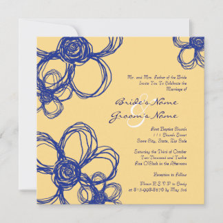 Blauer und gelber Wilder Blume zum Hochzeitsempfan Einladung