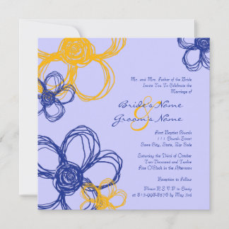 Blauer und gelber Wilder Blume zum Hochzeitsempfan Einladung