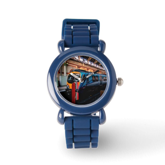 Blauer und Gelber Zug Armbanduhr (Vorderseite)