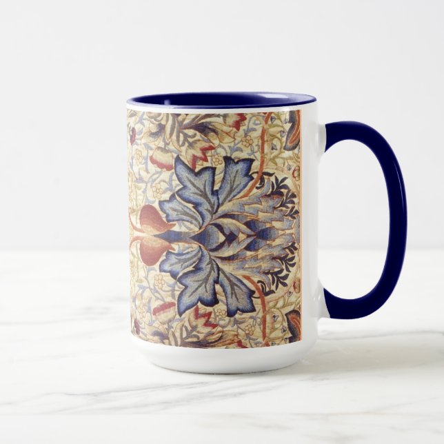 Blauer und Gold-Blume Tasse (Rechts)