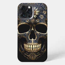 Blauer und goldener Blume Skull