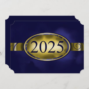 Blauer und goldener Blumenknopf 2025 Graduationspa Einladung