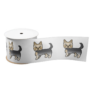Blauer und goldener Cartoon-Hunde Yorkshire Terrie Satinband
