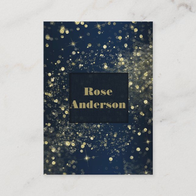 Blauer und goldener Funkellichter Glam Sparkle Gli Visitenkarte (Vorderseite)