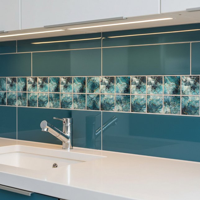 Blauer und goldener glänzender Marmor Fliese (Von Creator hochgeladen)