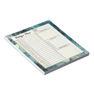 Blauer und goldener glitzernder Marmortagesplaner Notizblock