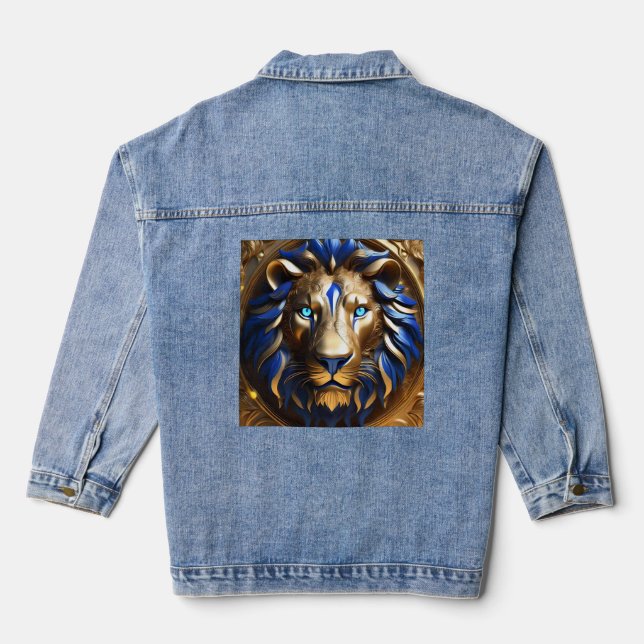 Blauer und goldener Löwenkopf, Jeansjacke (Rückseite)