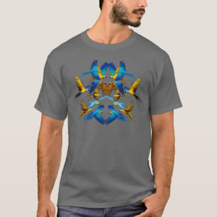 Blauer und goldener Macaws mit schwarzem Hintergru T-Shirt