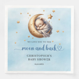 Blauer und goldener Mond und Teddybär Serviette