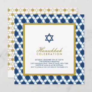 Blauer und goldener Stern von David Hanukkah Holid Einladung