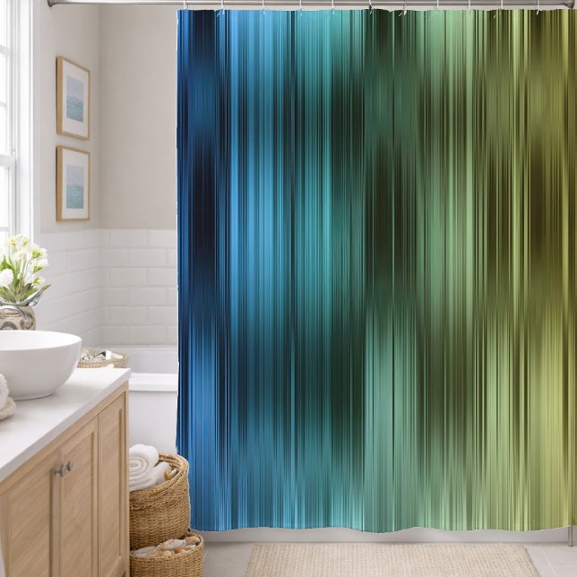Blauer und goldener Streifen Duschvorhang (Von Creator hochgeladen)