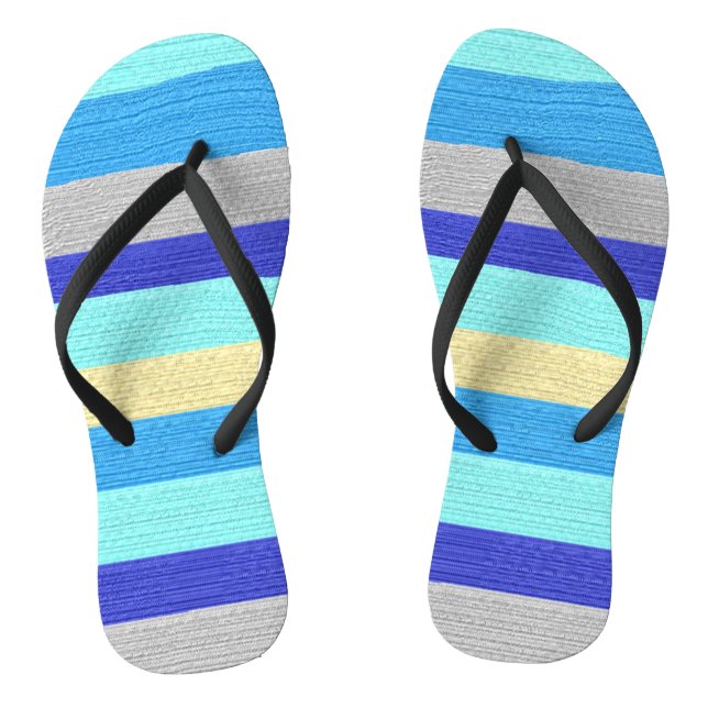 Blauer und goldener Streifen Flipflops (Fußbett)