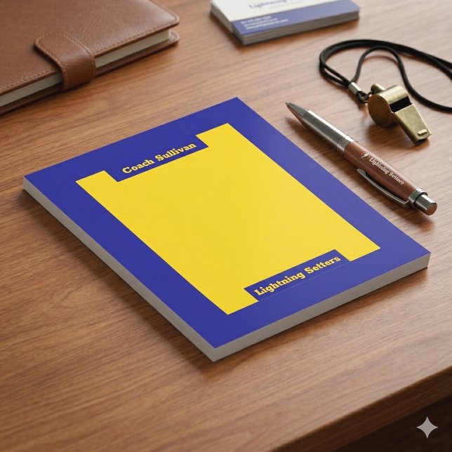 Blauer und goldener Trainer Notizblock (Von Creator hochgeladen)