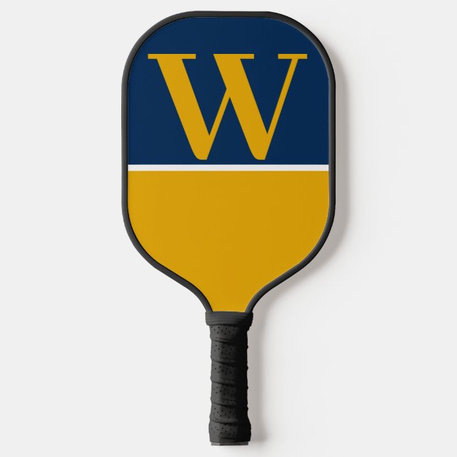 Blauer und goldener Uni Monogram Pickleball Paddel Schläger (Vorderseite)