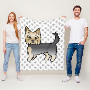 Blauer und goldener Yorkshire Terrier Cartoon Hund Fleecedecke