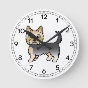 Blauer und goldener Yorkshire Terrier Yorkie Carto Runde Wanduhr