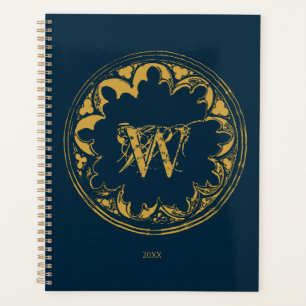 Blauer und goldfarbener, Vintag gestörter Monogram Planer