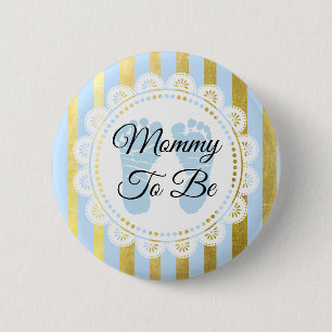 Blauer und goldgestreifter Mommy zum Button
