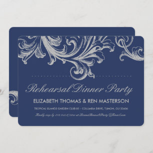 Blauer und graue Probe Abendessen Einladung