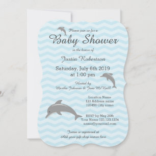 Blauer und grauer Delphin-Babydusche Einladung
