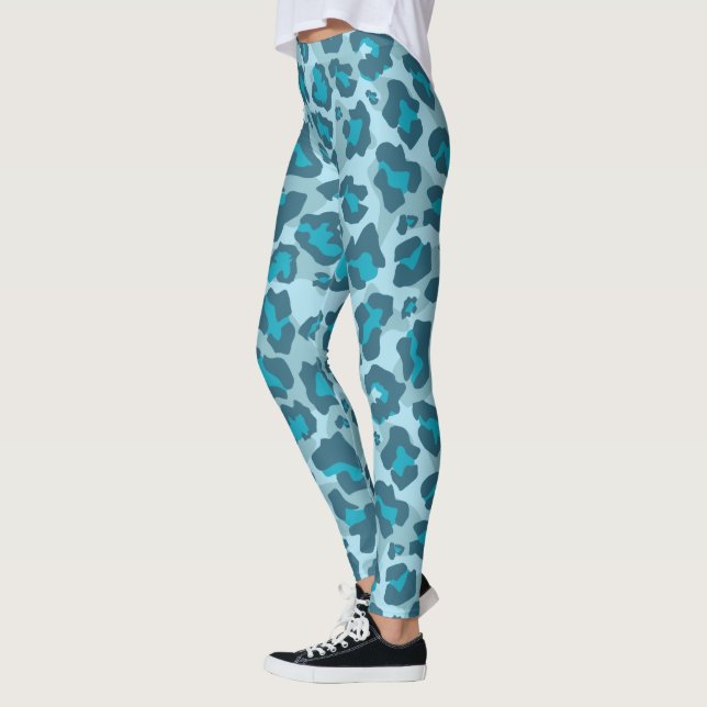Blauer und grauer Leopardenprint Leggings (Links)