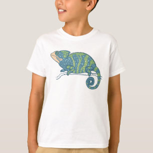 Blauer und grüner Chamäleon T-Shirt