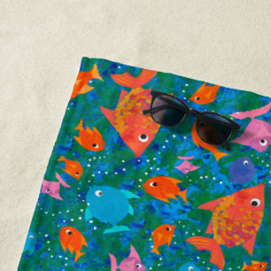 Blauer und grüner Fisch im Meer Strandtuch