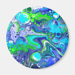 Blauer und grüner Flüssigkeits-Kunstdruckeffekt Magnet