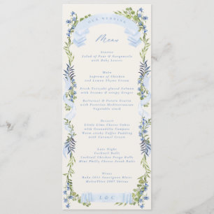 blauer und grüner Garten-Kranz Hochzeitskranz Menükarte