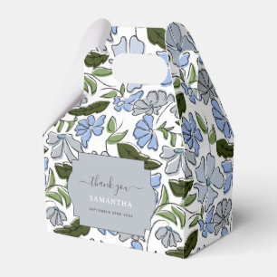 Blauer und grüner handgezeichneter Blumenblock-Dru Geschenkschachtel